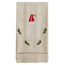 saro lifestyle XM753 Embroidered And Hemstitched Santa Guest Towel