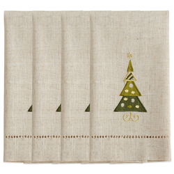 Saro Lifestyle XM755 Embroidered And Hemstitched Christmas Tree Guest Towel