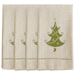 Saro Lifestyle XM756 Embroidered And Hemstitched Christmas Tree Guest Towel