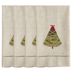Saro Lifestyle XM757 Embroidered And Hemstitched Christmas Tree Guest Towel