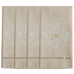 Saro Lifestyle XM758 Embroidered And Hemstitched Snowflake Guest Towel