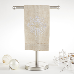 Saro Lifestyle XM758 Embroidered And Hemstitched Snowflake Guest Towel