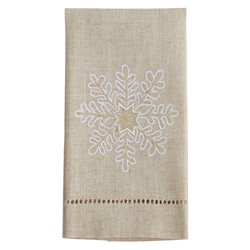 saro lifestyle XM758 Embroidered And Hemstitched Snowflake Guest Towel