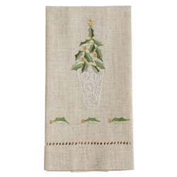 saro lifestyle XM759 Embroidered And Hemstitched Topiary Guest Towel