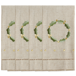 Saro Lifestyle XM760 Embroidered And Hemstitched Wreath Guest Towel