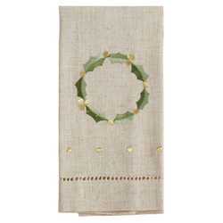 saro lifestyle XM760 Embroidered And Hemstitched Wreath Guest Towel