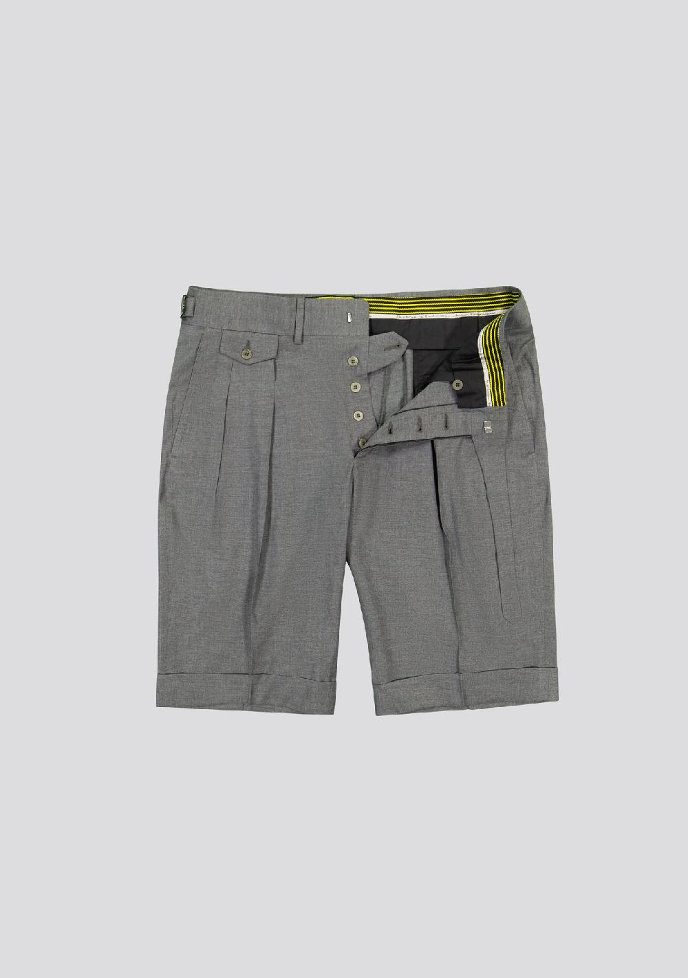 sartorio Ash Grey Virgin Wool Shorts With Side Adjusters