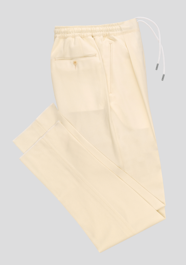 Sartorio Beige Virgin Wool Trousers With Elastic Waistband