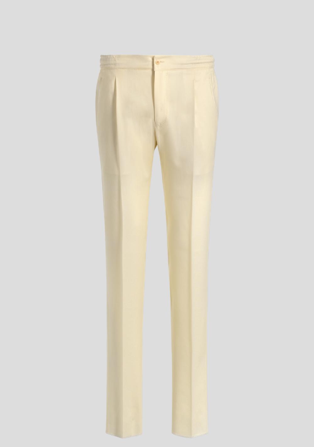 sartorio Beige Virgin Wool Trousers With Elastic Waistband