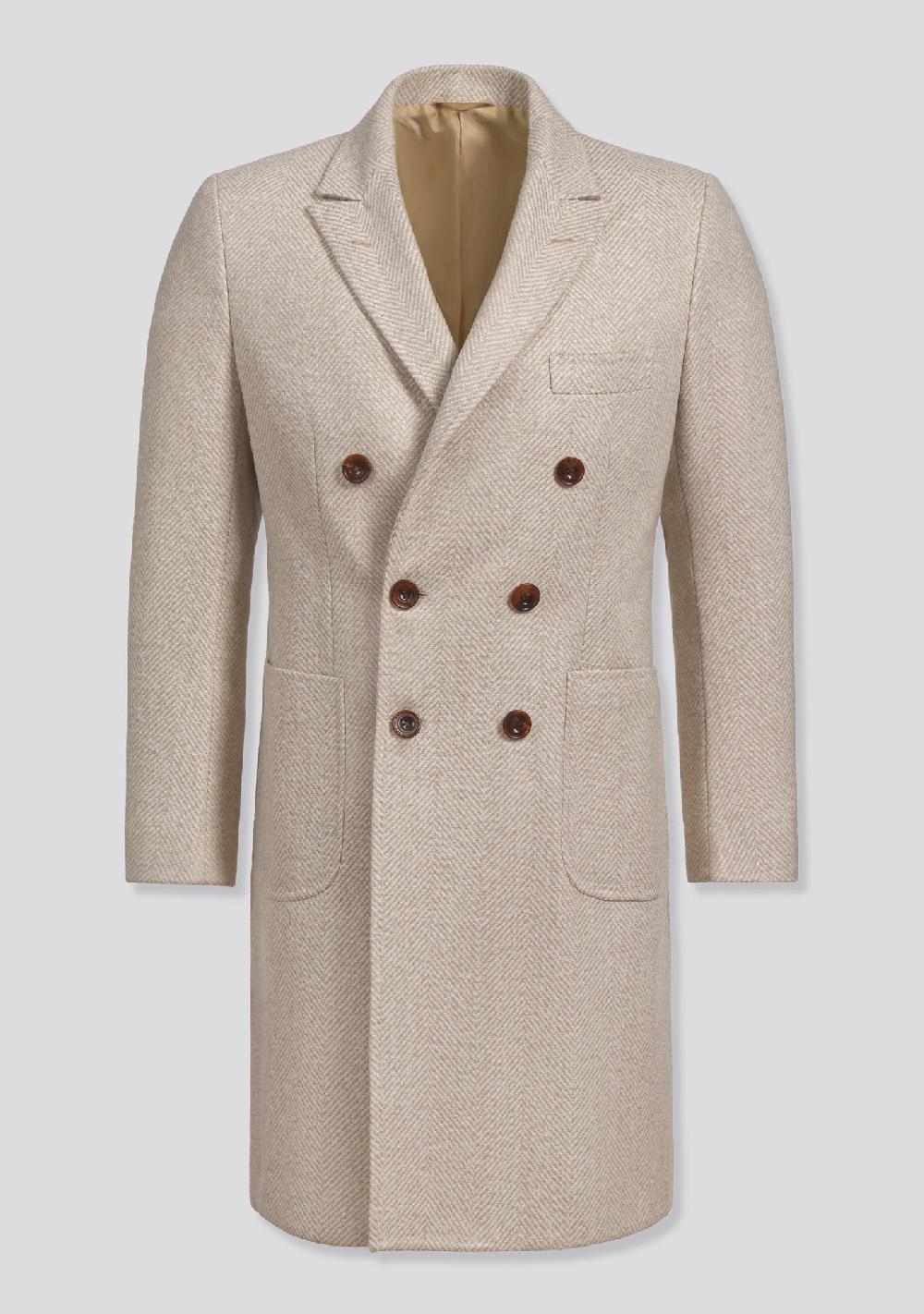 sartorio Beige Wool and Alpaca double breast Winter Coat