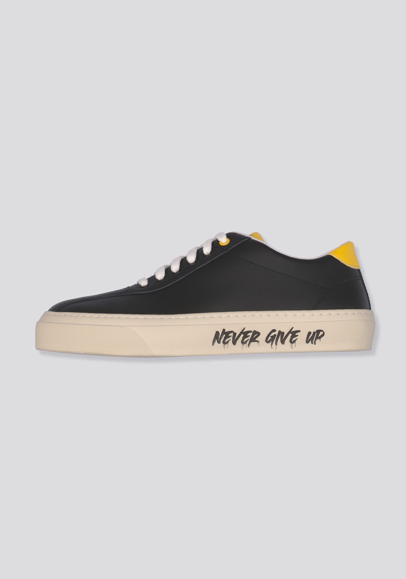 sartorio Black Calfskin leather sneakers “Never Give Up”