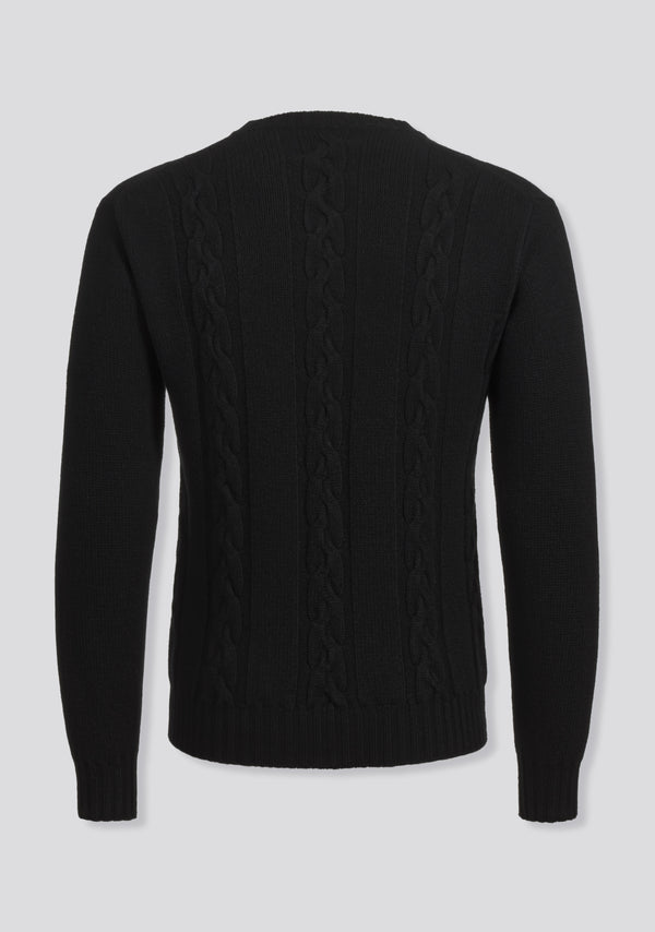 Sartorio Black Crew-neck Sweater In Cashmere And Lana Wool