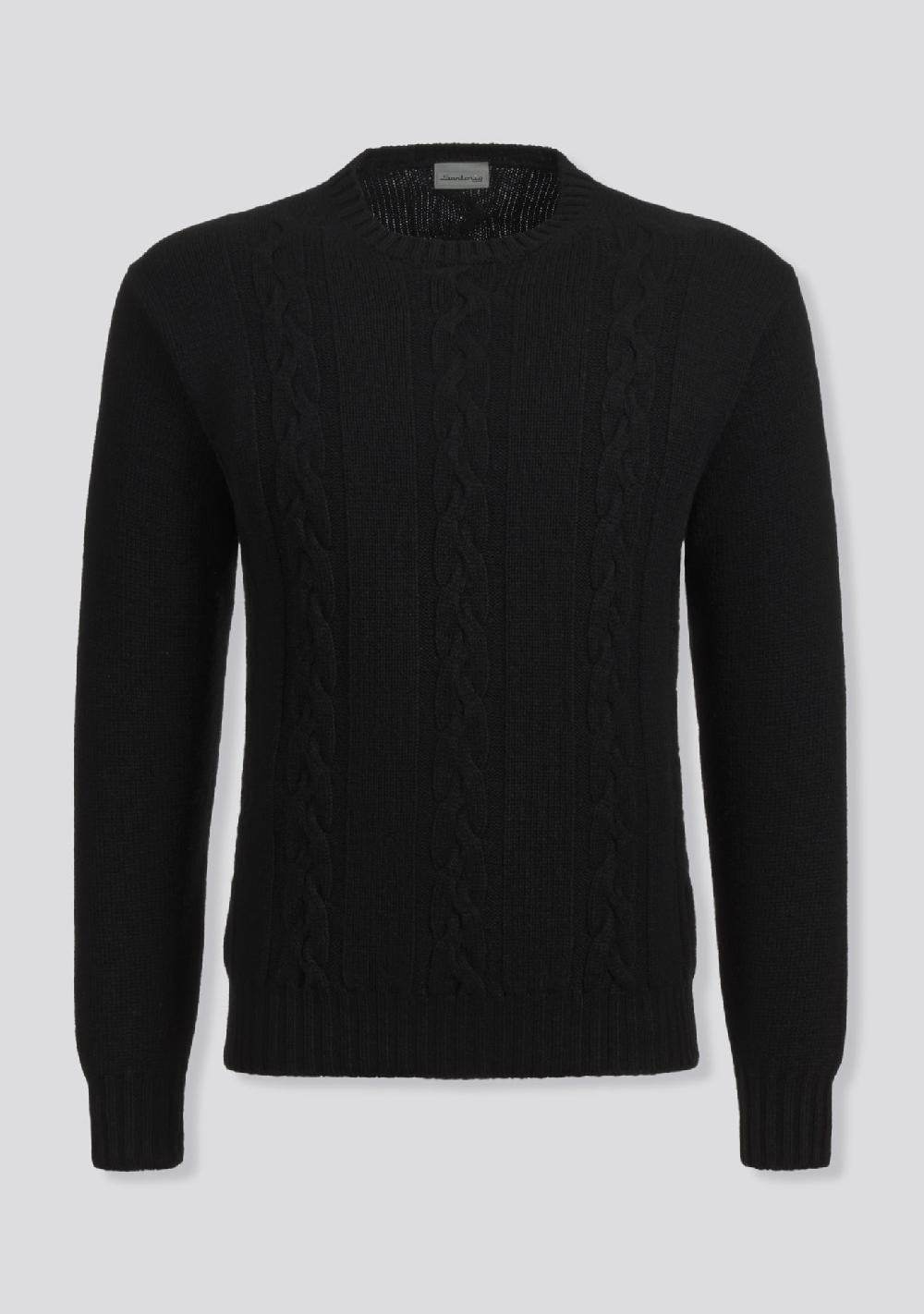 sartorio Black Crew-neck Sweater in Cashmere and Lana Wool