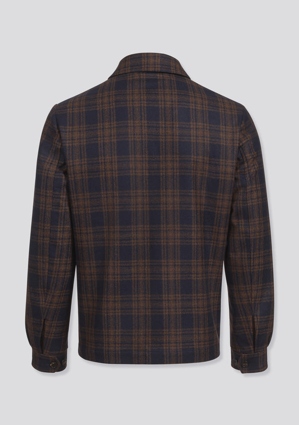 Sartorio Brown And Blue Check Wool And Cashmere Button Up Jacket
