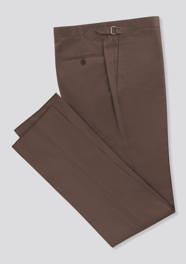 Sartorio Cedar Brown Cotton Trousers With Side Adjusters