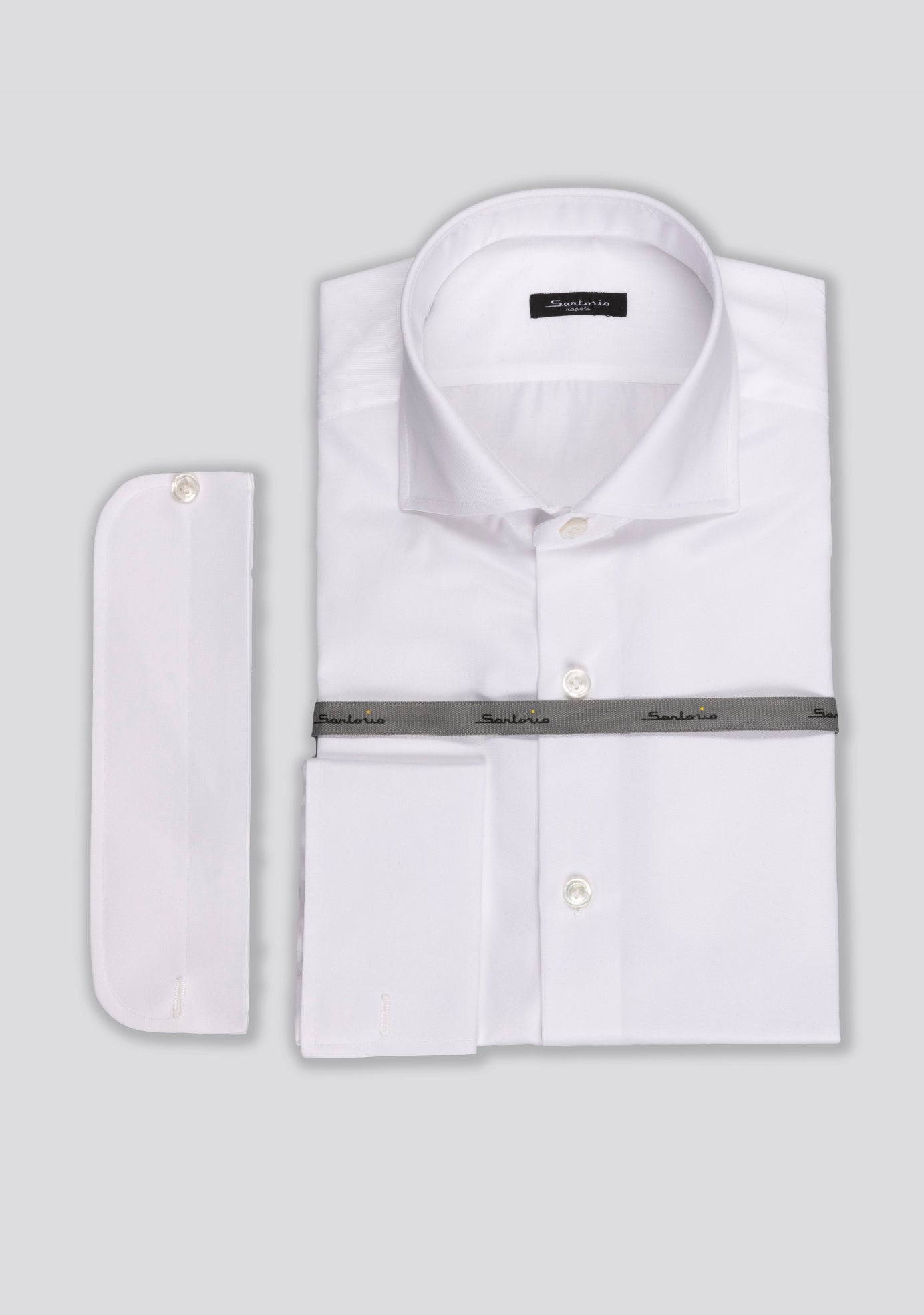 sartorio Crisp White Double-Cuff Tailored Fit Shirt