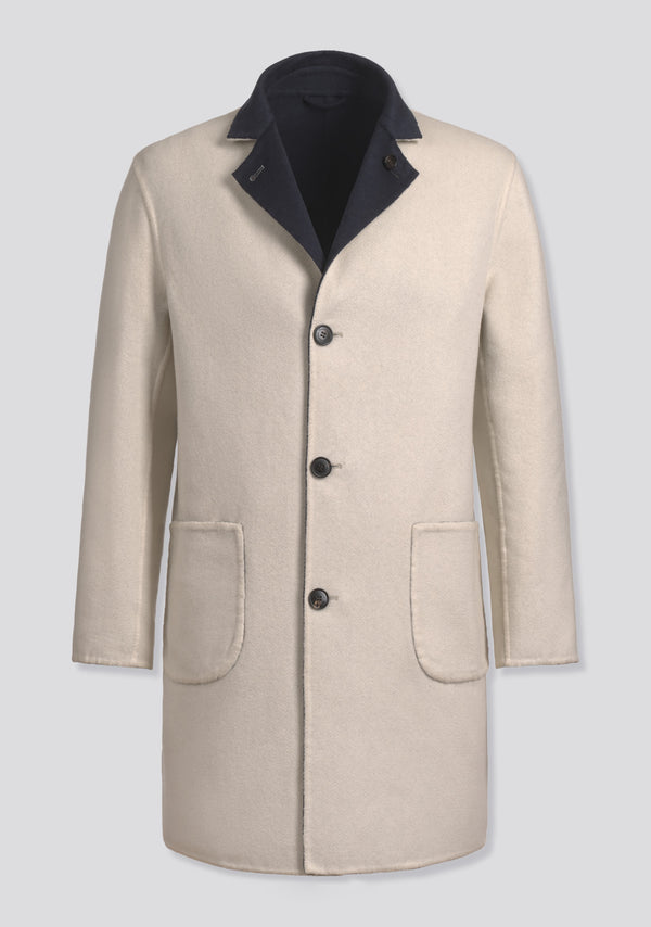 Sartorio Double Sided White And Blue Cashmere Winter Coat