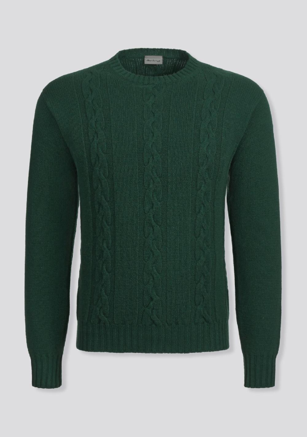 sartorio Emerald Green Crew-neck Sweater in Cashmere and Lana Wool