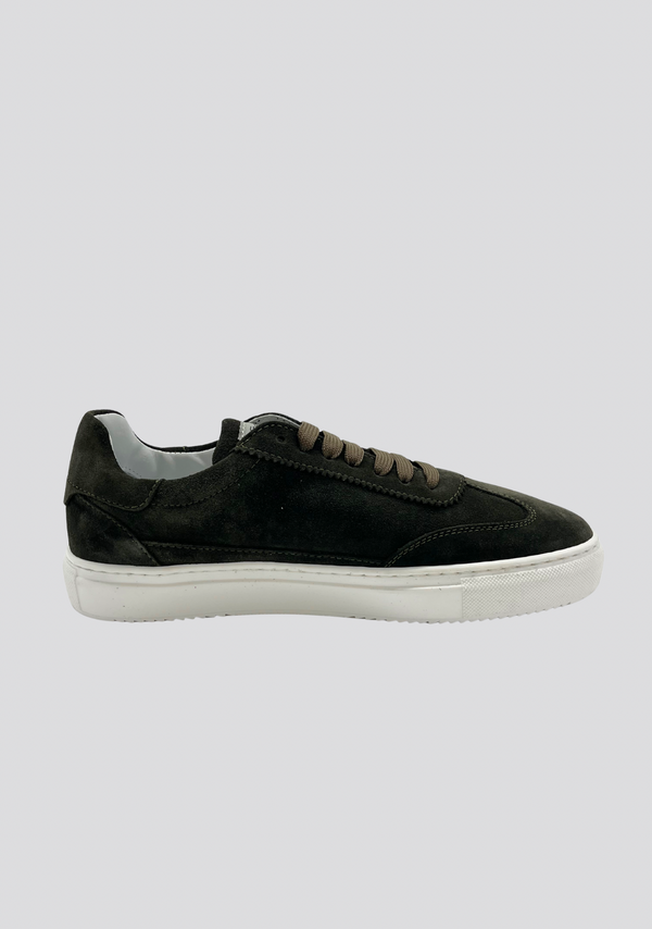 Sartorio Forest Green Suede Sneakers With Vintage Stripe Accent