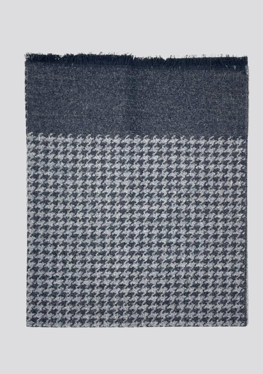 sartorio Gray Pied-de-Poule Patterned Cashmere Scarf