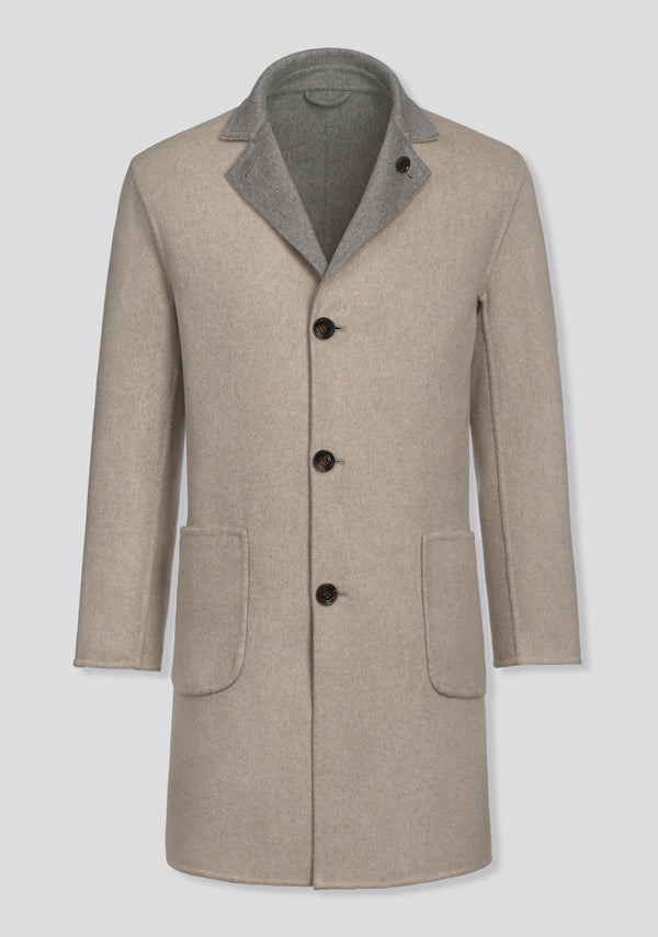 Sartorio Grey And Beige Double-Faced Cashmere Overcoat