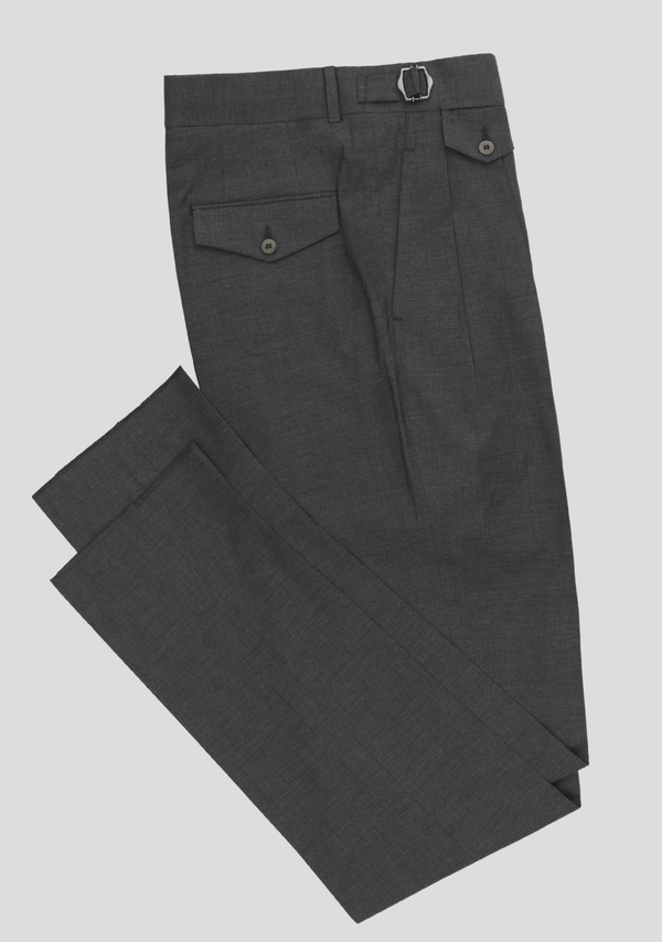 Sartorio Grey Wool-Blend Trousers With Side Adjusters