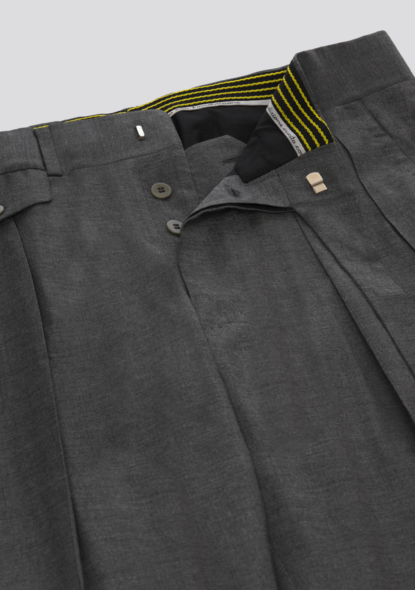 Sartorio Grey Wool-Blend Trousers With Side Adjusters