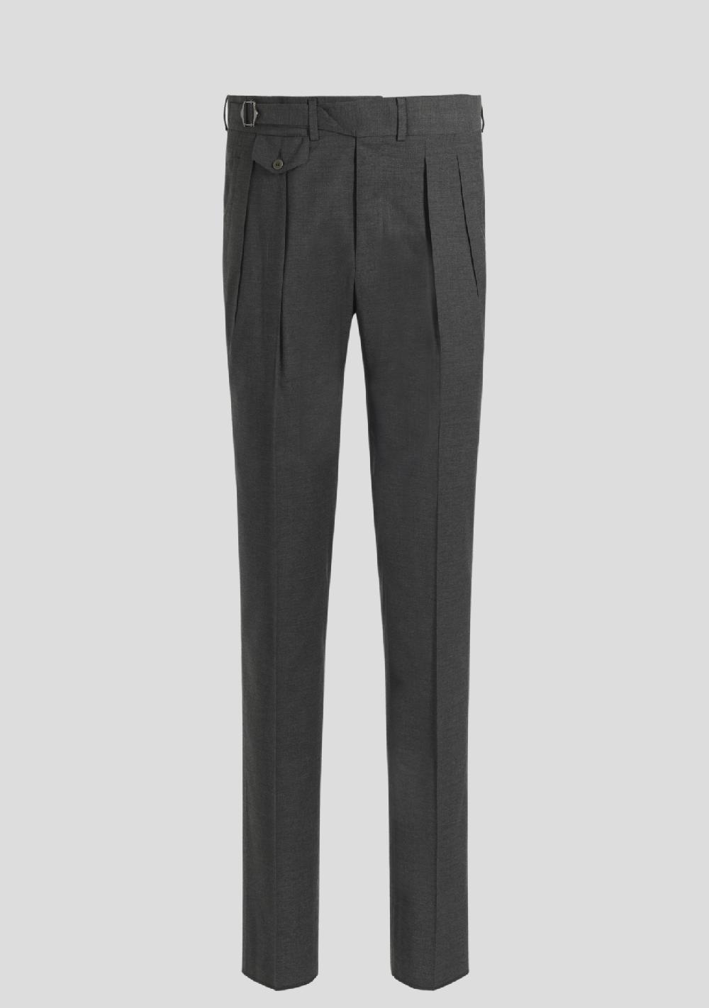 sartorio Grey Wool-Blend Trousers with Side Adjusters