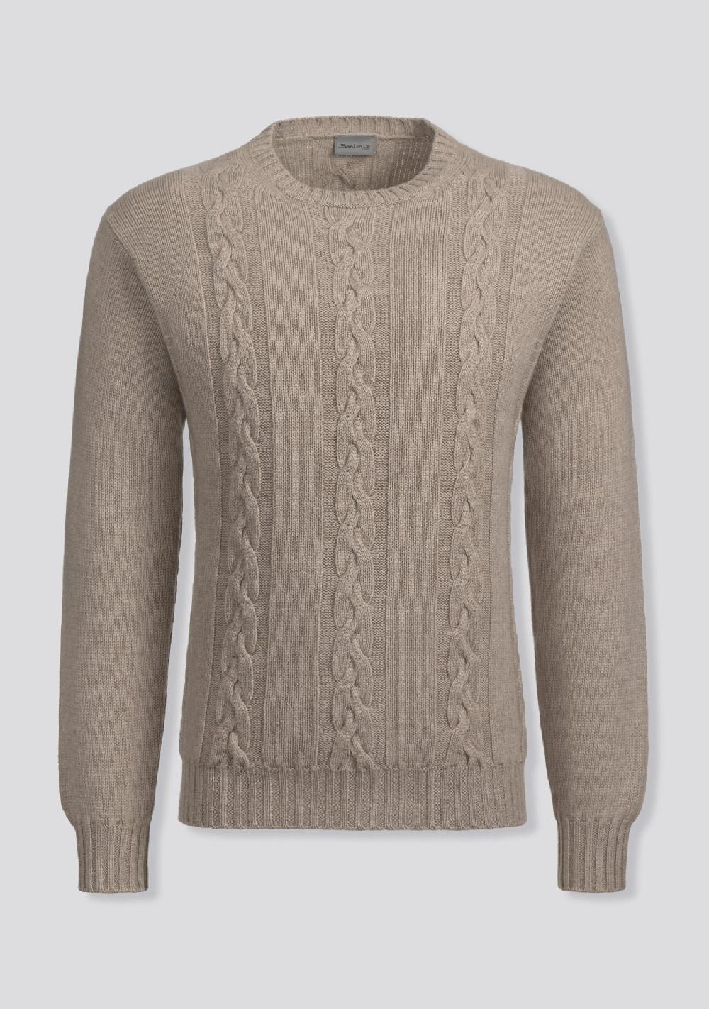 sartorio Ivory Crew-neck Sweater in Cashmere and Lana Wool