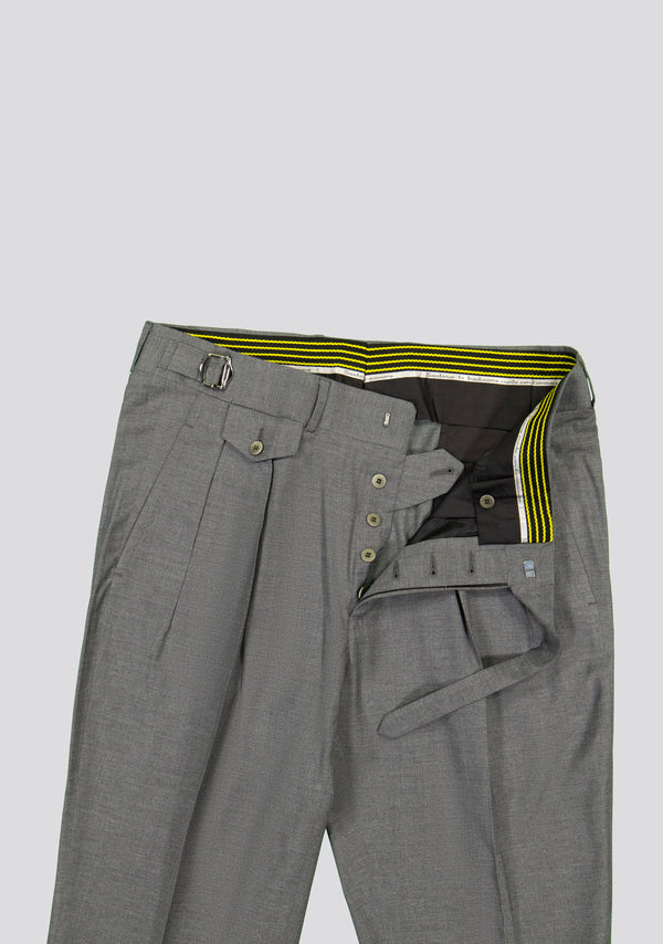 Sartorio Medium Grey Wool-Blend Trousers With Side Adjusters