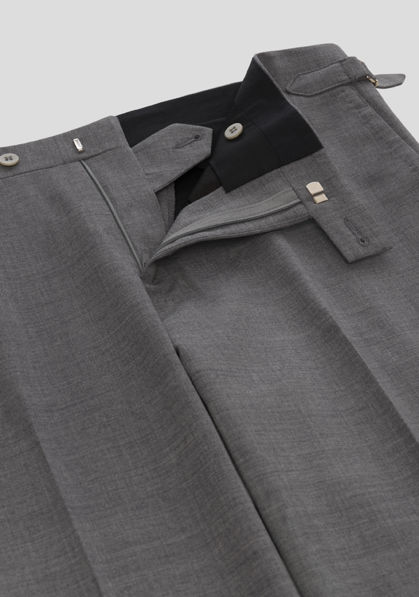 Sartorio Mid-Grey Wool Trousers With Side Adjusters
