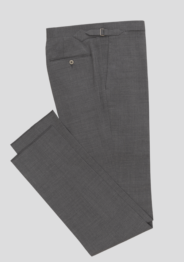 Sartorio Mid-Grey Wool Trousers With Side Adjusters