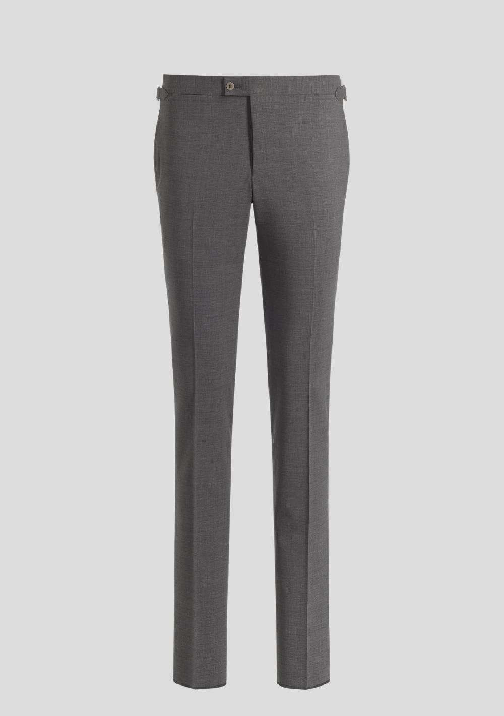sartorio Mid-Grey Wool Trousers with Side Adjusters