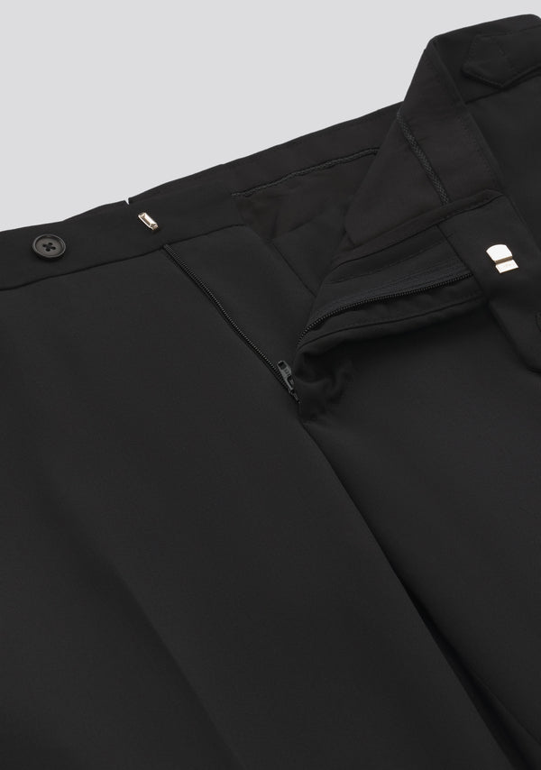 Sartorio Midnight Black Virgin Wool Trousers With Side Adjusters