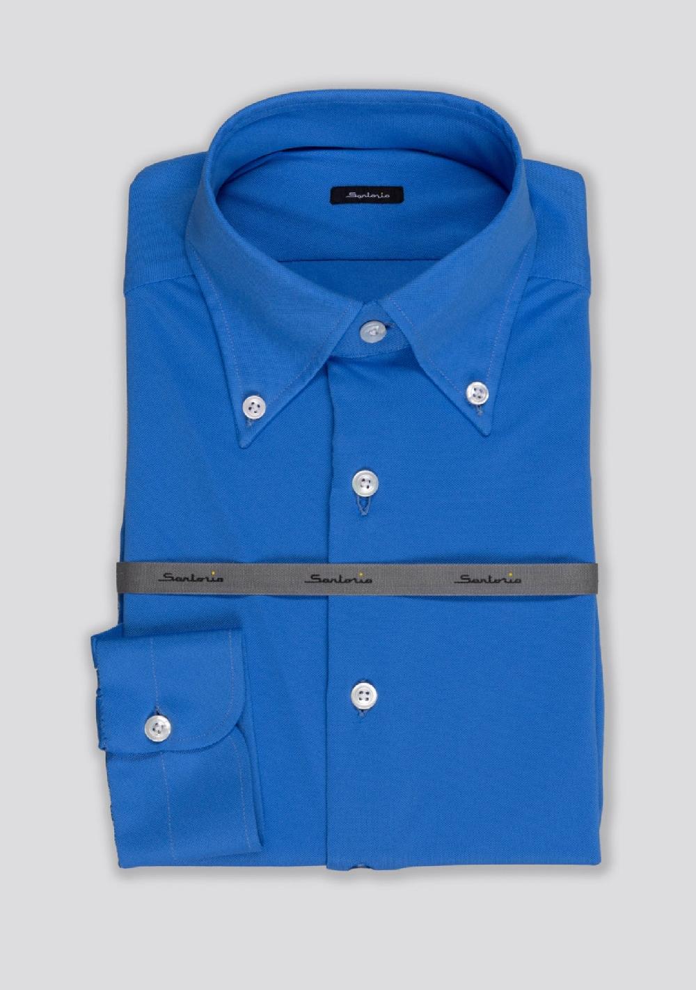 sartorio Moroccan Blue Button-down Cotton Jersey Shirt