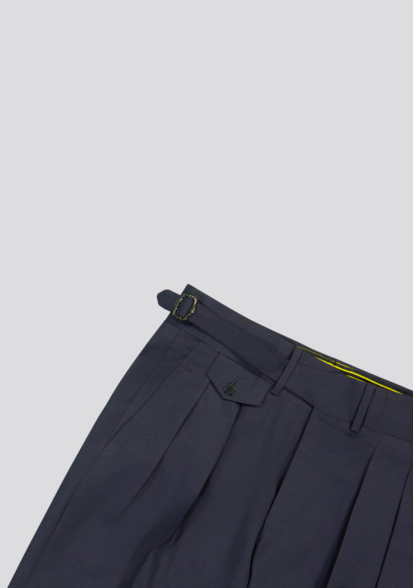 Sartorio Navy Blue Virgin Wool Shorts With Side Adjusters