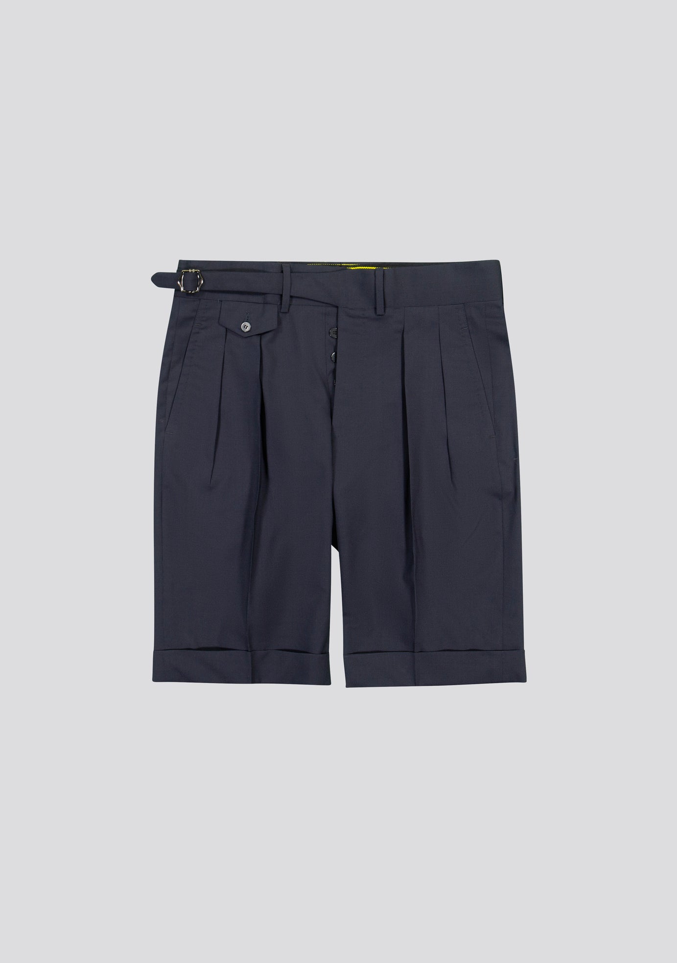 sartorio Navy Blue Virgin Wool Shorts With Side Adjusters