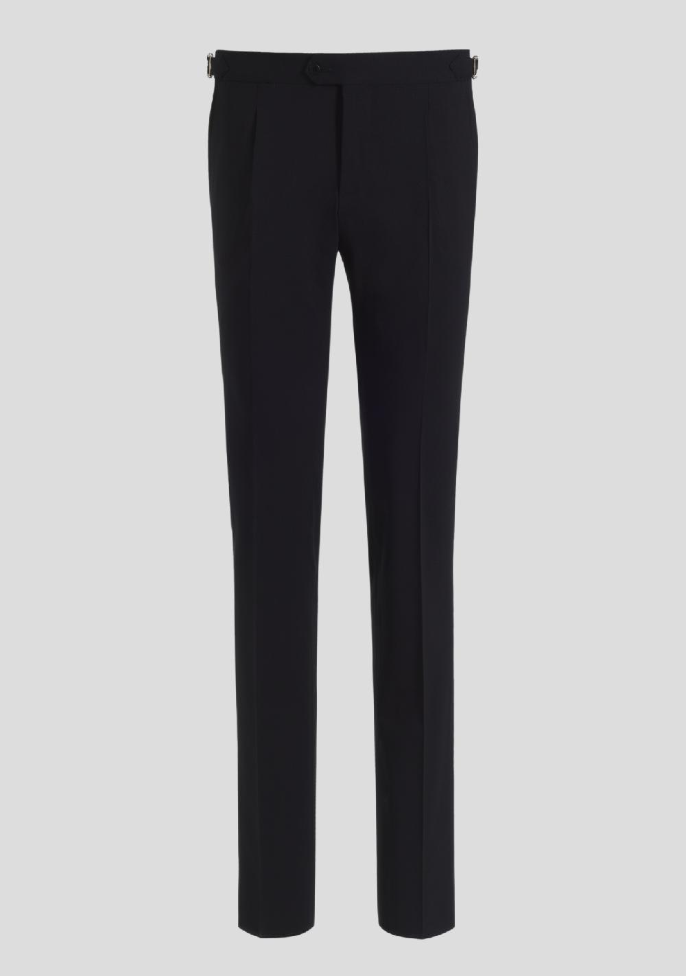 sartorio Navy Blue Wool Trousers with Side Adjusters