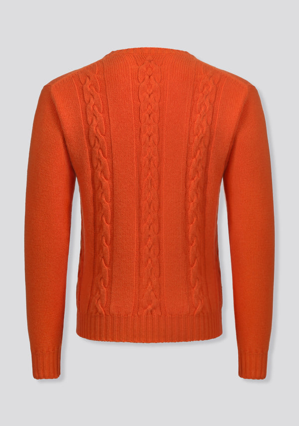 Sartorio Orange Crew-neck Sweater In Cashmere And Lana Wool