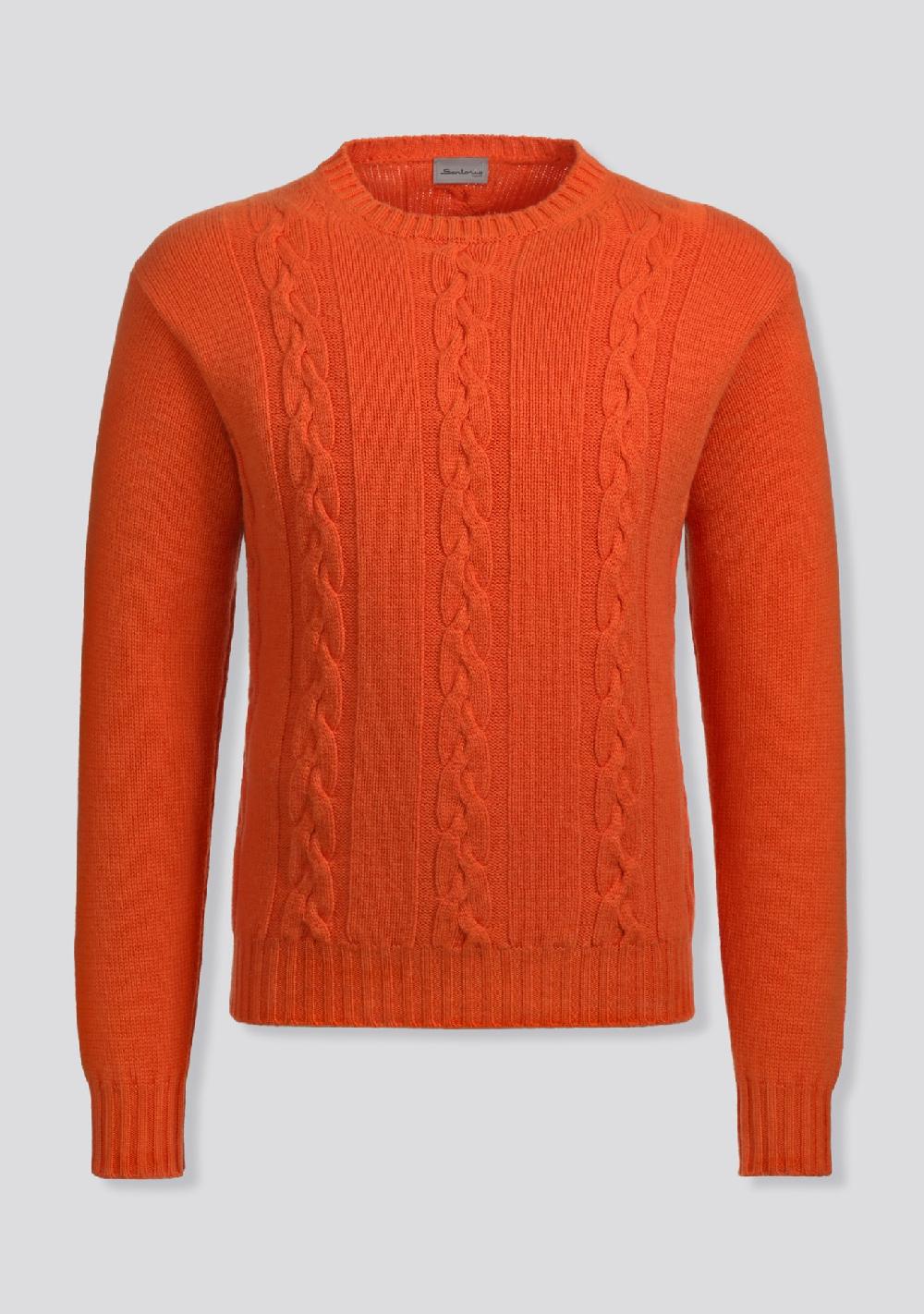 sartorio Orange Crew-neck Sweater in Cashmere and Lana Wool