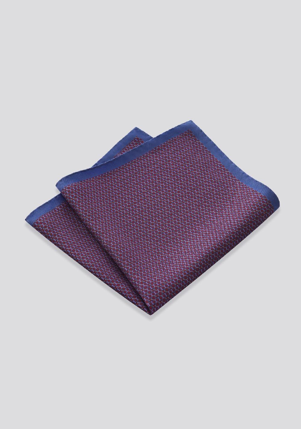 sartorio Patterned Silk Pocket Square with Blue Edging