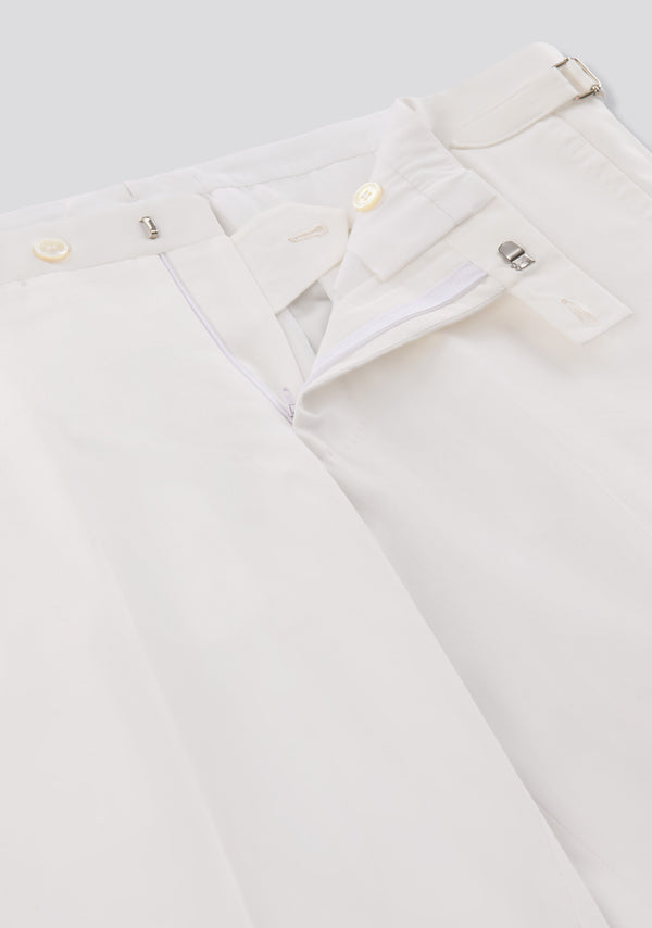 Sartorio Pearl White Cotton Trousers With Side Adjusters