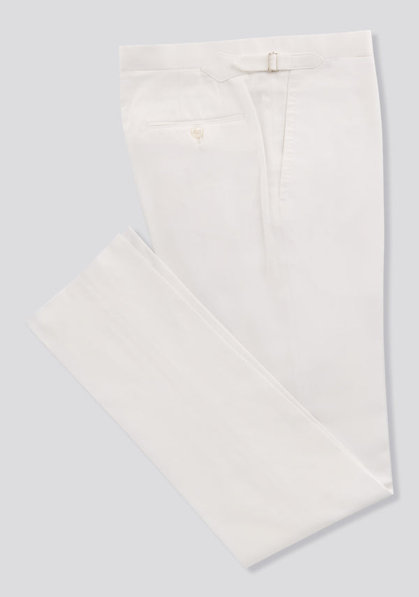 Sartorio Pearl White Cotton Trousers With Side Adjusters