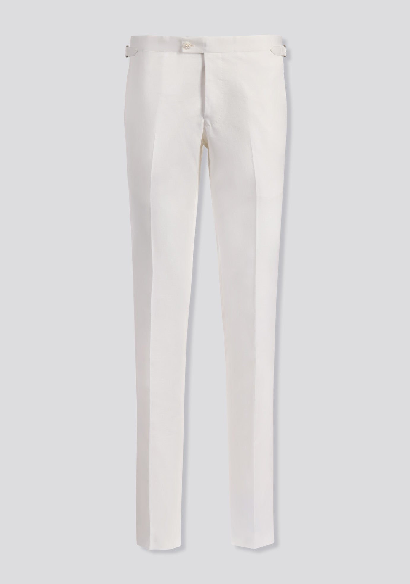 sartorio Pearl White Cotton Trousers with Side Adjusters