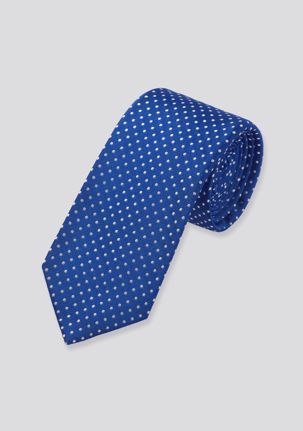 sartorio Aegean Blue Polka Dot Silk Tie