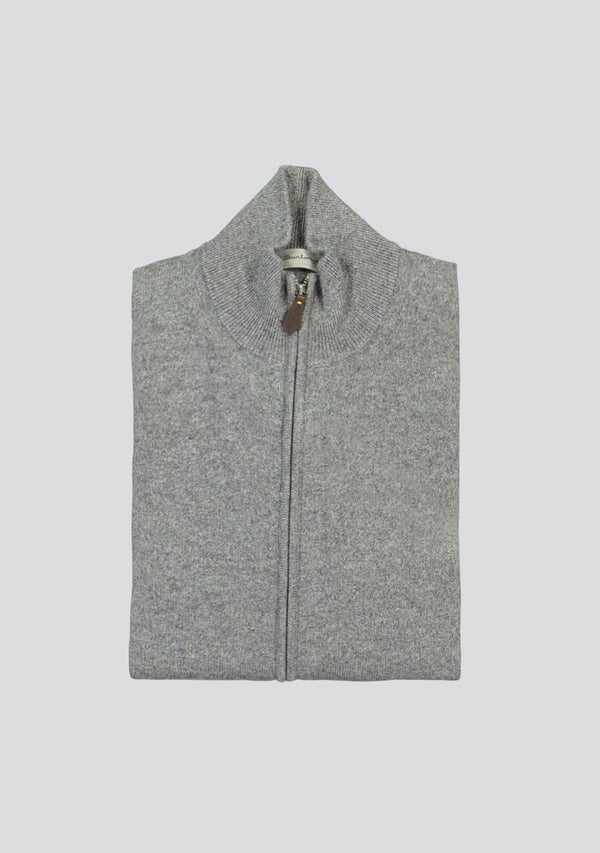 Sartorio Ash Grey Blended Cashmere Zip Vest