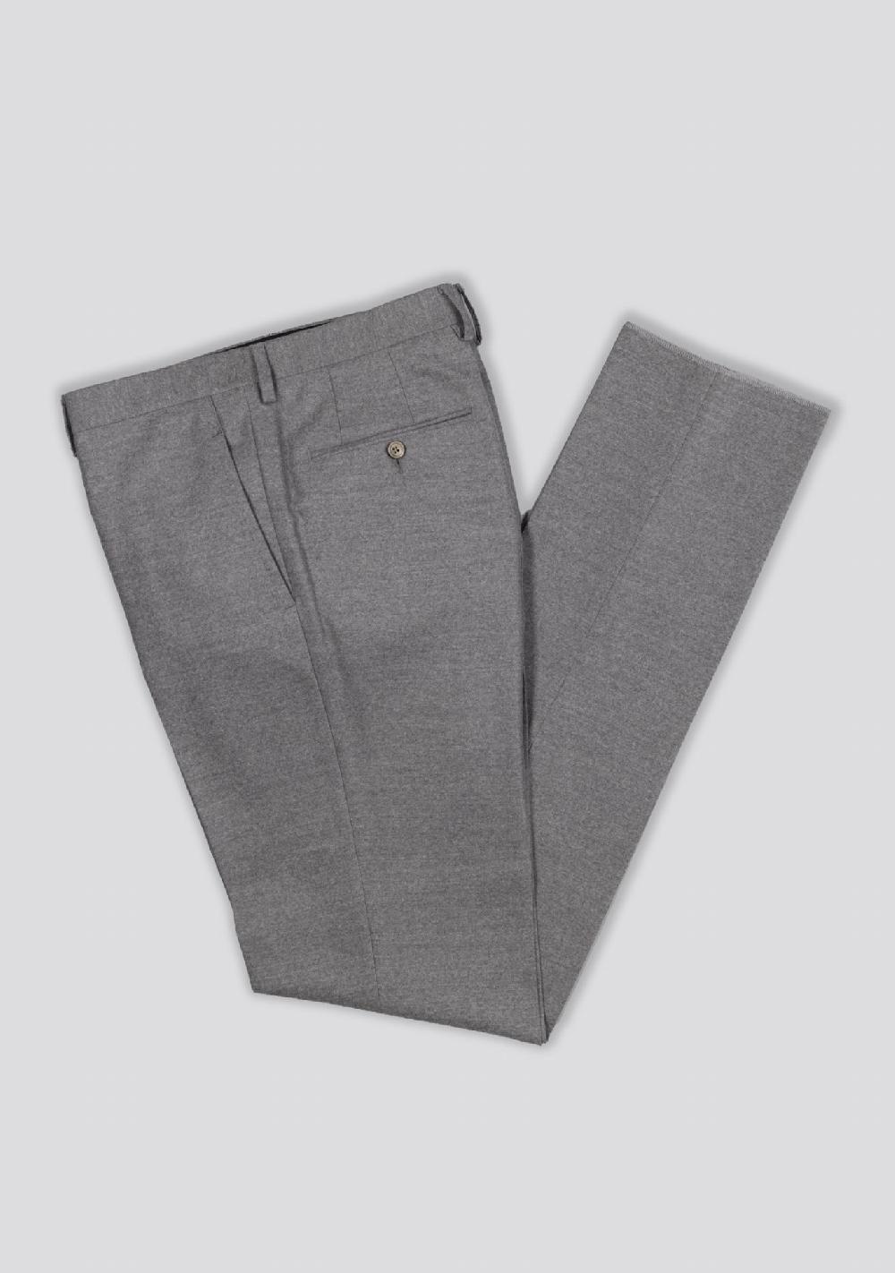 sartorio Ash Grey Wool Flannel Trousers