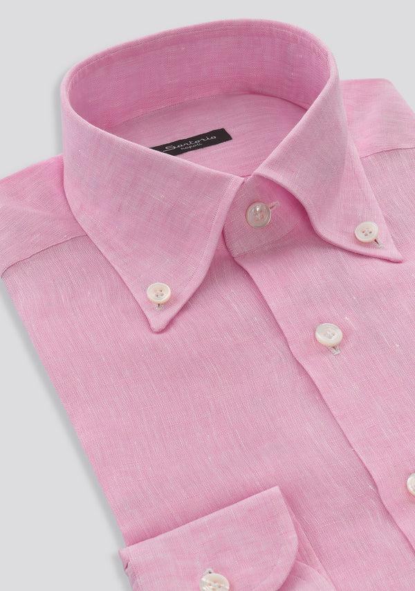 Sartorio Baby Pink Button Down Linen Shirt