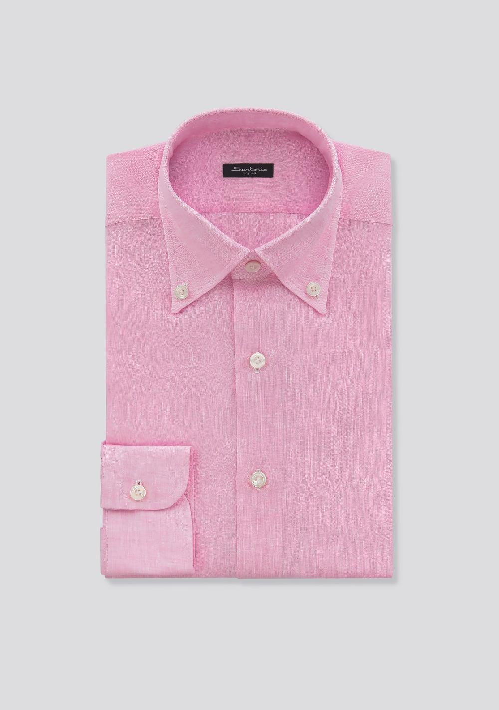 sartorio Baby Pink Button Down Linen Shirt