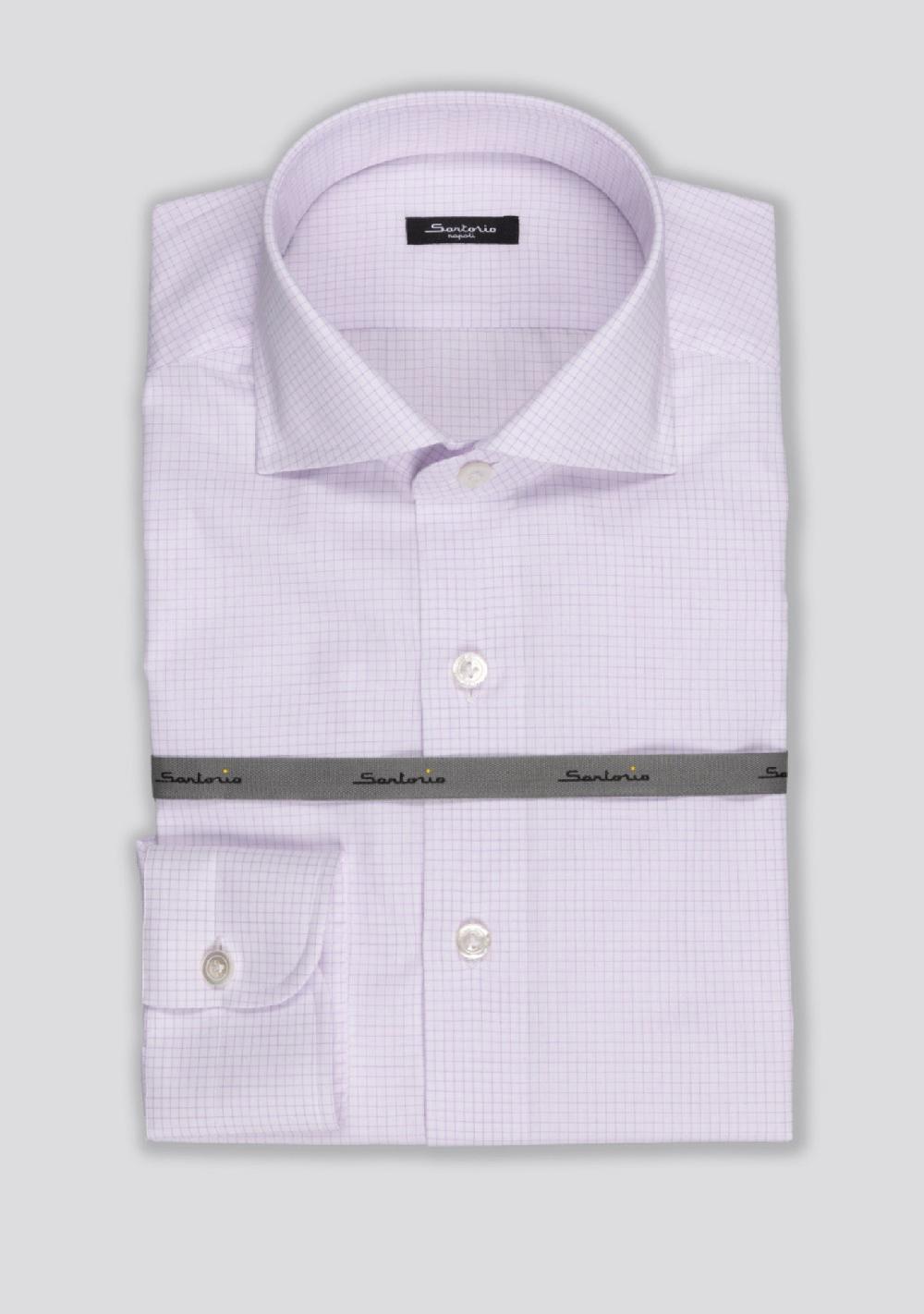sartorio Baby Pink Micro Checked Cotton Shirt
